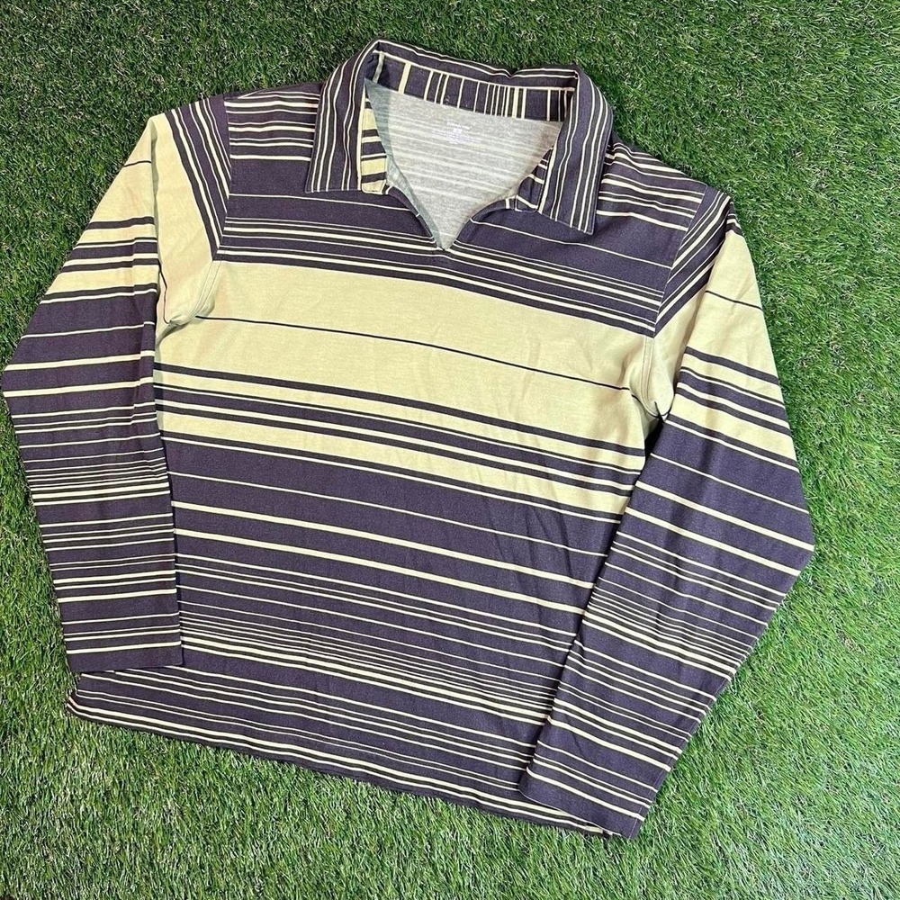 Patagonia Long Sleeve Rugby Polo Shirt Men's Small Organic Cotton Brown Green